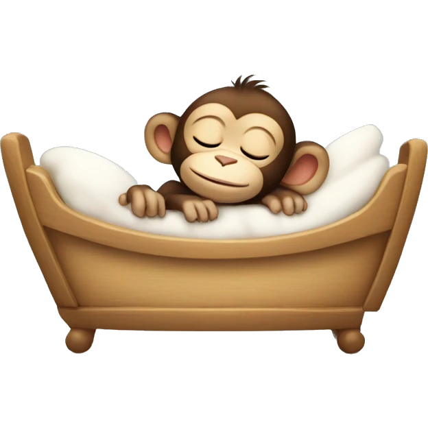 baby monkey sleeping comfy in little bed emoji
