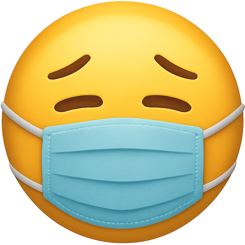 face with medical mask emoji, digital illustration, no background emoji