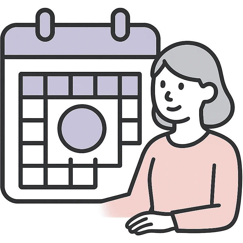 empty state illustration for the calendar page of my app, main color is 7E39ED emoji