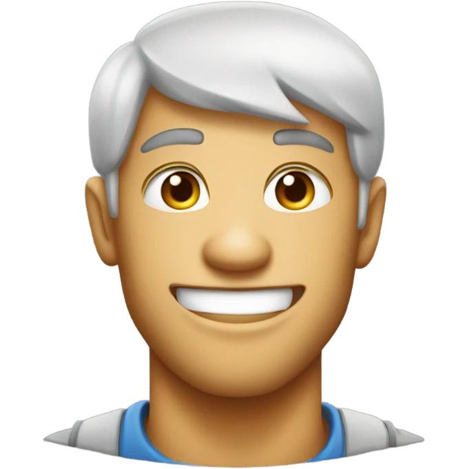 Giga Chad with an extra defined jawline and an amazing smile emoji