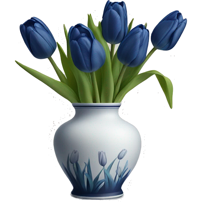 Navy blue tulips in white vase  emoji