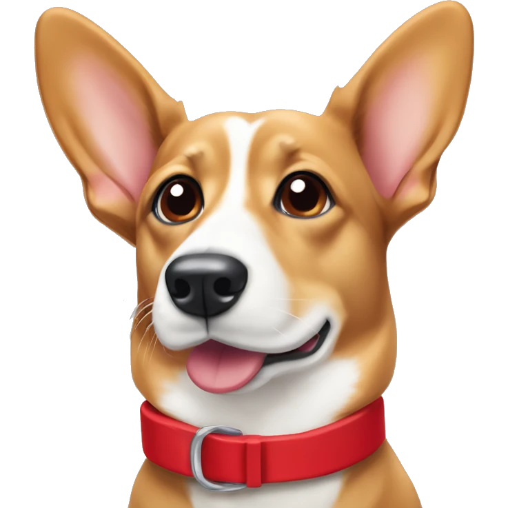 Wiener dog/corgi face tan and white, floppy ears, with red collar  emoji