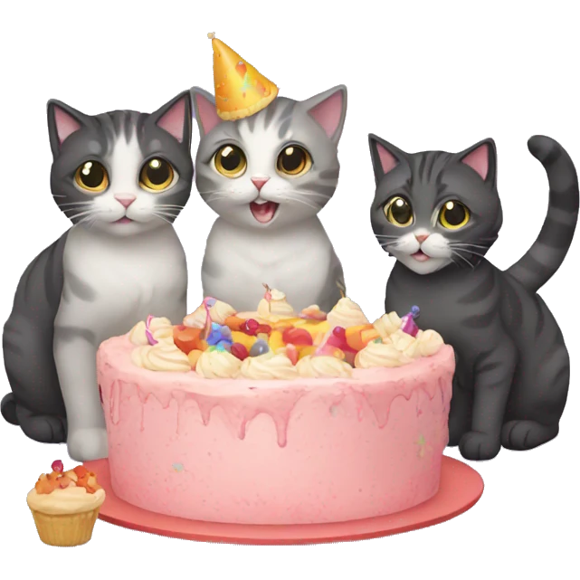 four cats having a party emoji
