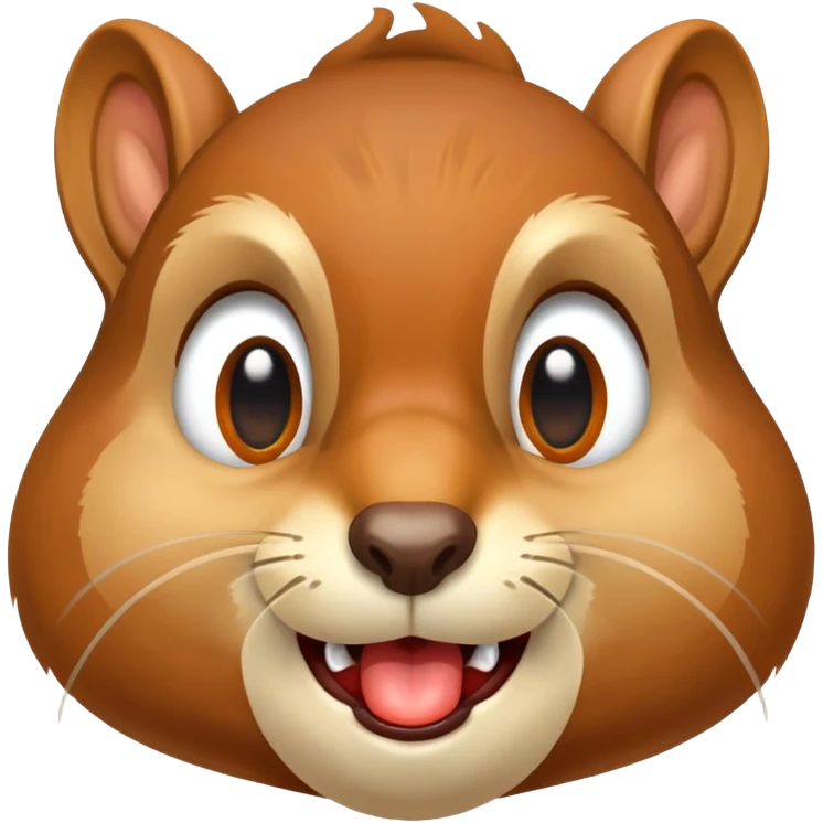 Close-up of squirrel face with exaggerated drool dripping from mouth, very hungry expression, saliva clearly visible emoji