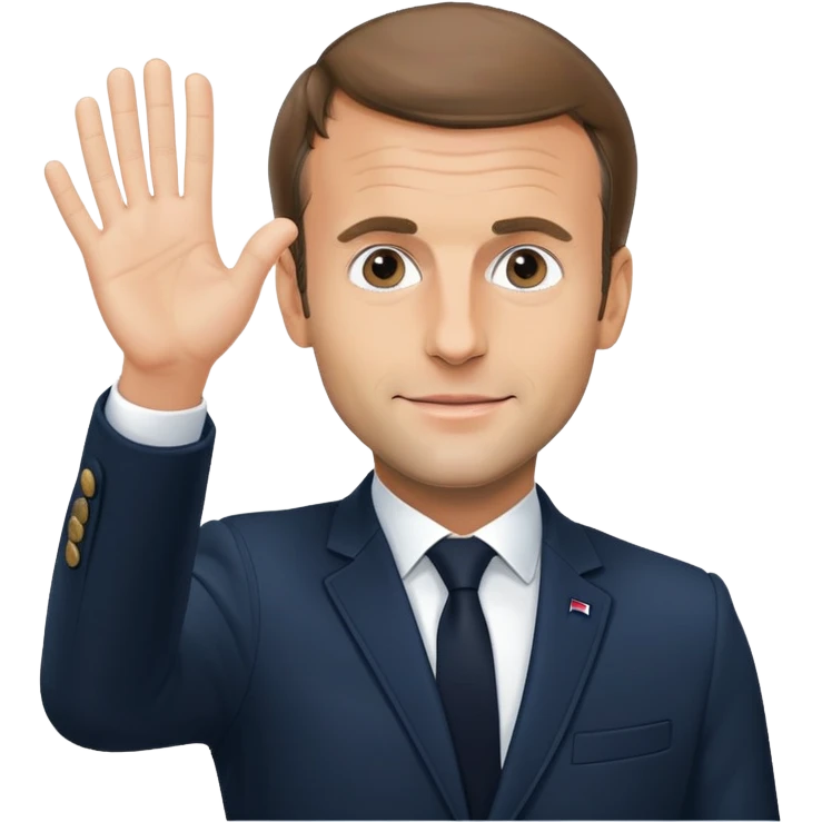 Emmanuel Macron, waving hand emoji