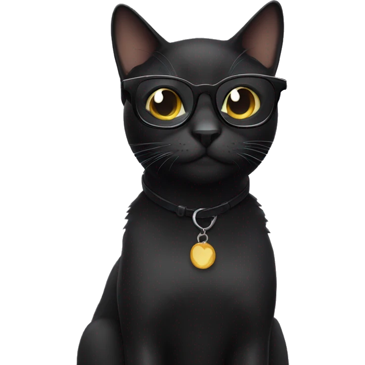 Black cat with glasses emoji