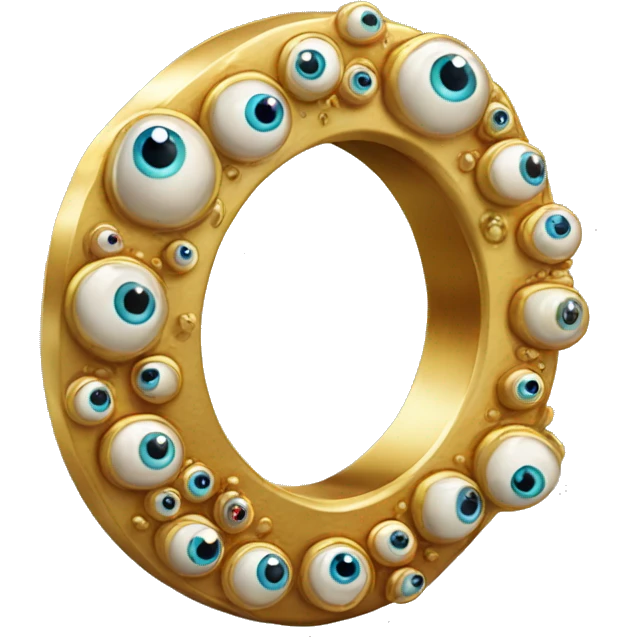 very thin gold ring studded with eyeballs emoji