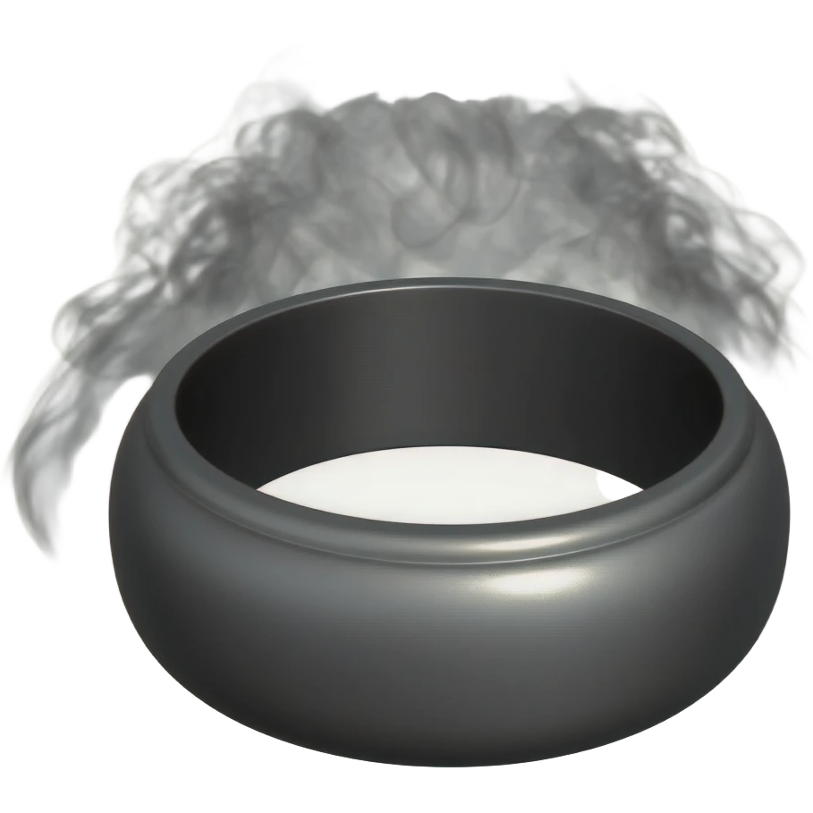 a black power ring and some black smoke is coming from it emoji