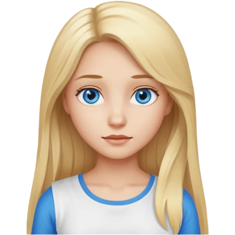 Ragazza capelli biondi lunghi occhi celesti con top emoji
