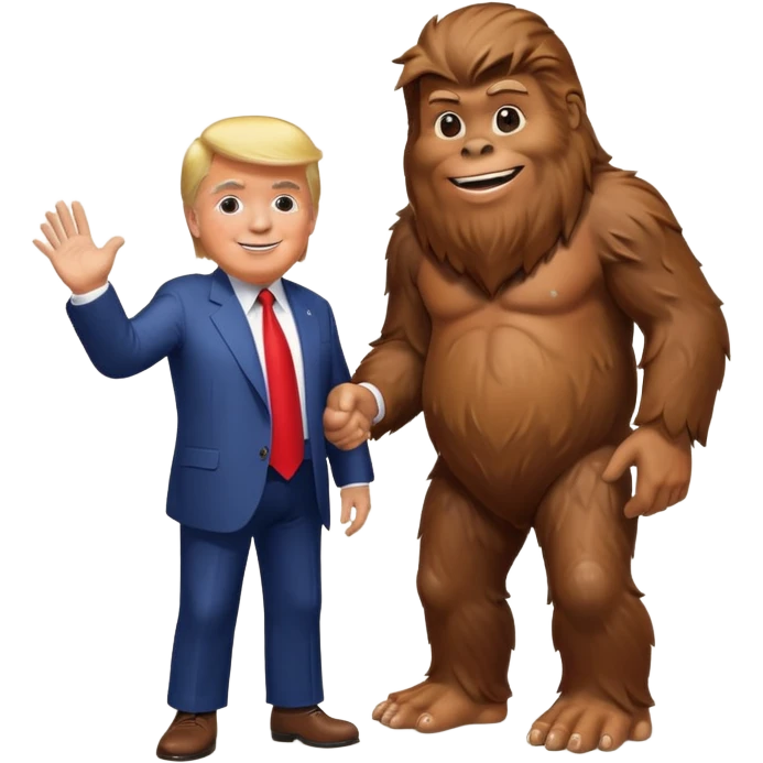Donald trump shaking hands with Bigfoot  emoji