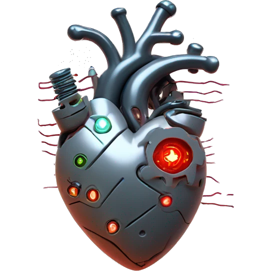 Cyborg anatomical heart with circuits emoji