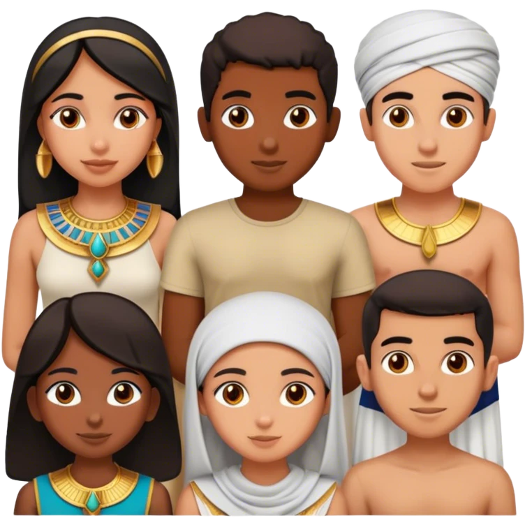 5 bestfriends, 1 south adian girl, 1 Egyptian boy, persian girl, 1 moroccan boy , 1 black boy emoji