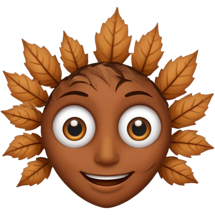 single comic dryleaf with eyes and a smile in brown less face emoji