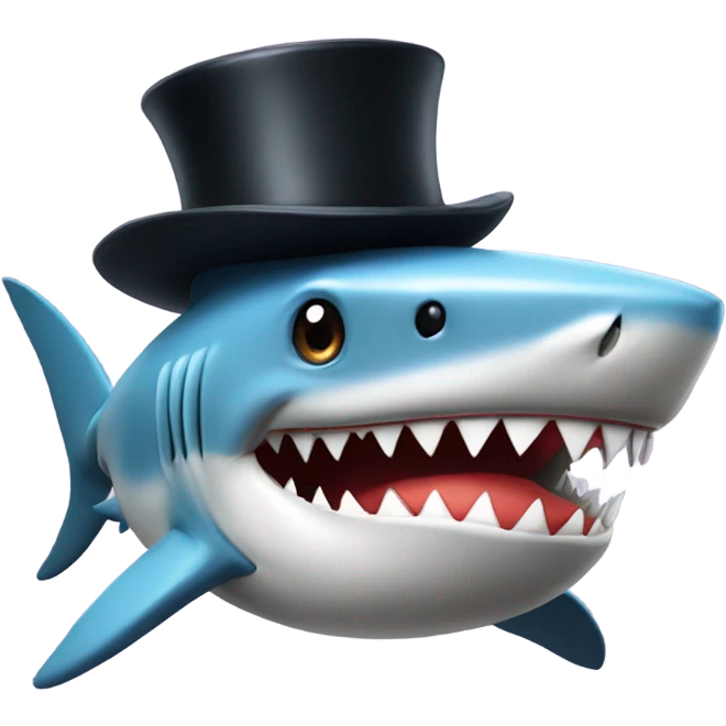 Shark with a top hat emoji