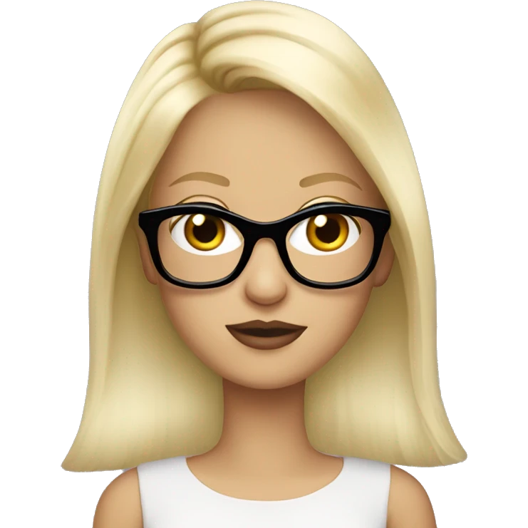 Blonde girl cartoon with Prada glasses emoji