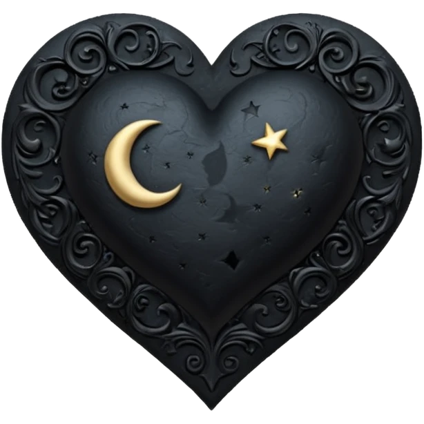 goth heart with a moon and stars emoji