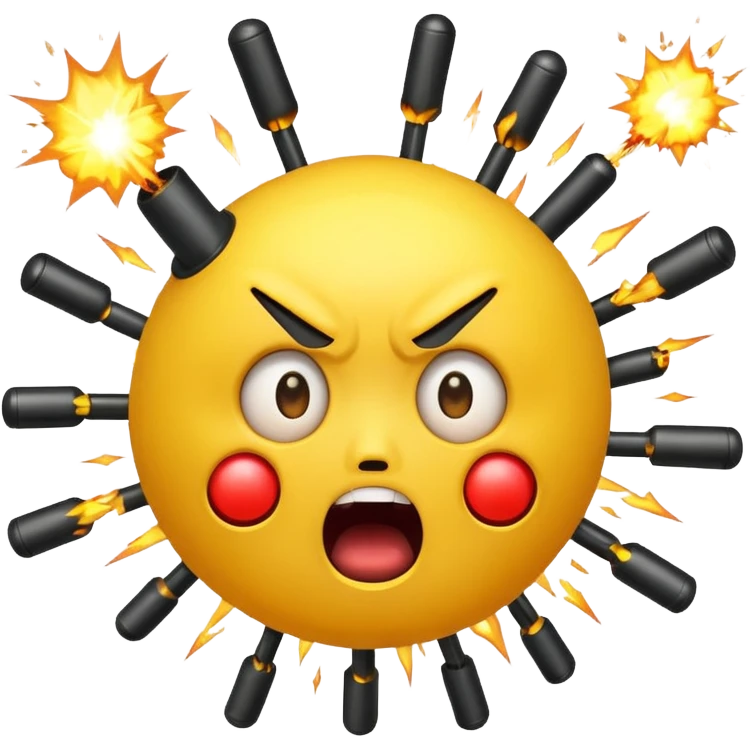 Create a mind blowing face with bombs coming out as a yellow face like 🤯 emoji
