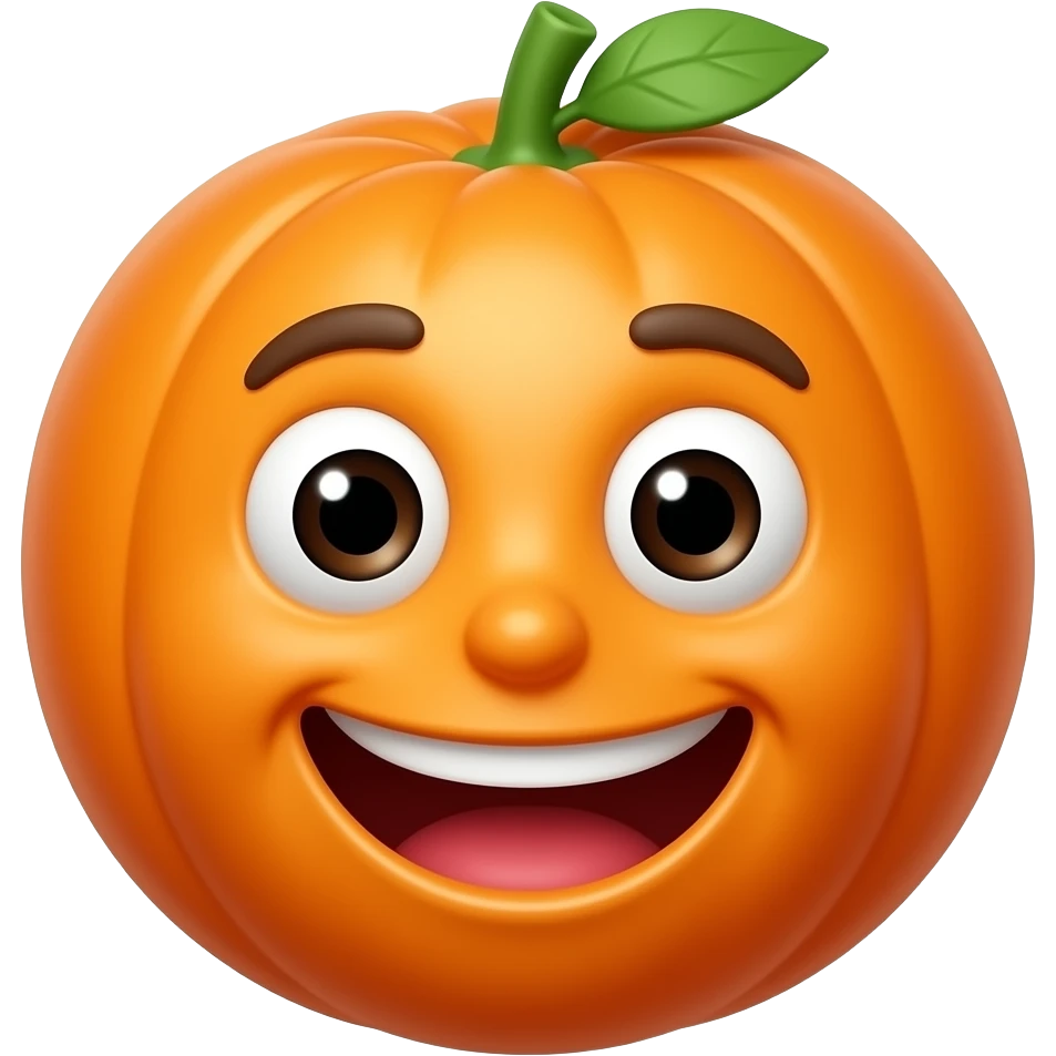 emoji in the shape of a very happy orange man's head emoji