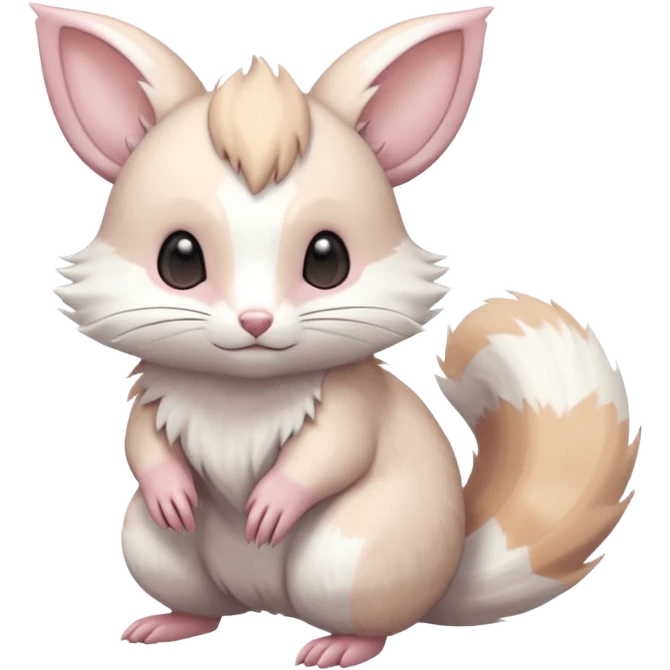 White Silvery Light Grey Pastel Albino Furret-Linoone-Eevee-Minccino-fusion emoji