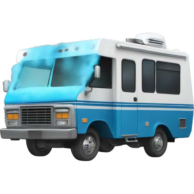 create recreational vehicle from breaking bad with blue smoke coming out emoji