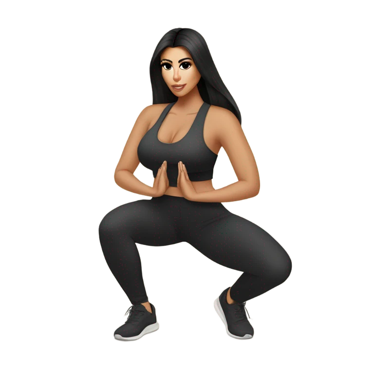 Kim K squatting  in yoga pants emoji