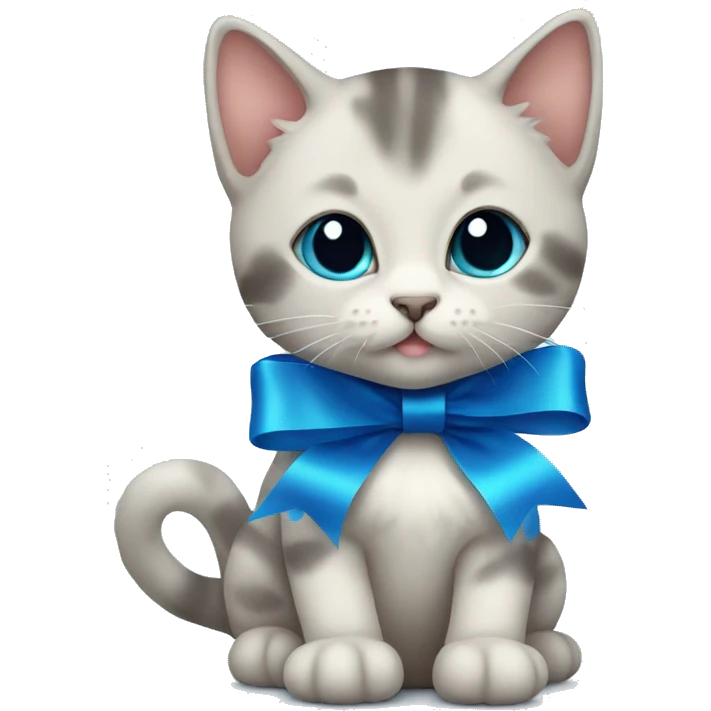 kitten with a blue ribbon emoji