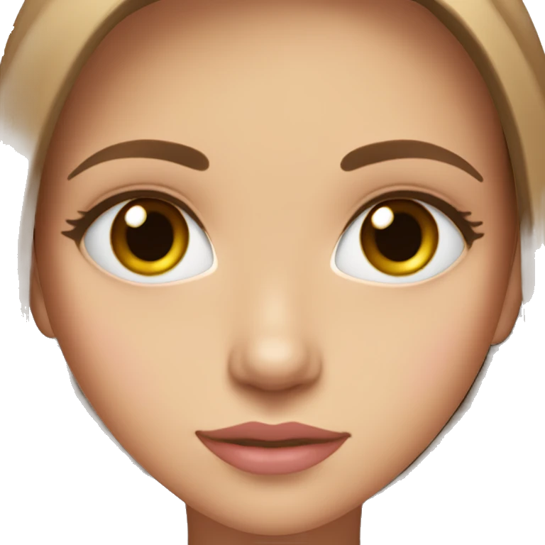girl fair skin, light brown straight hair, brown sweater, brown eyes, pink lips, long eyelashes emoji