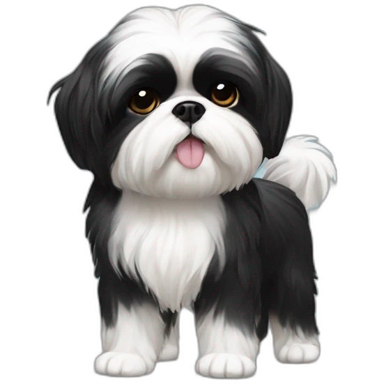 black Shih-Tzu white chest and feet emoji