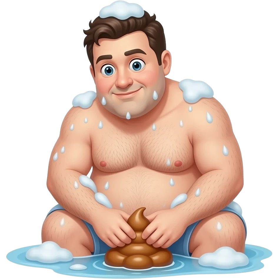 its a disgusting hairy obese unshaved man showering while pooping emoji