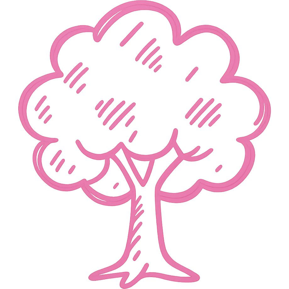 Convert the image to a hand drawn style with pink lines, no background. emoji