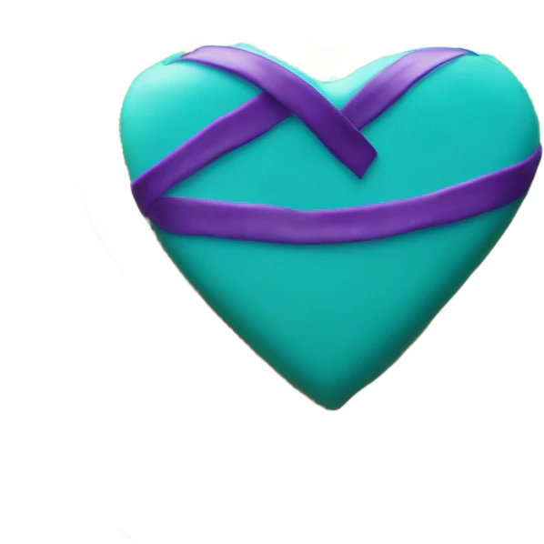 Cookie heart with teal purple awareness ribbon emoji