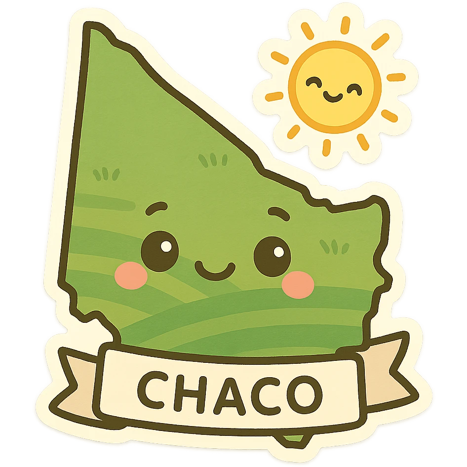 Chaco province of Argentina emoji, featuring its map outline, green plains, and a sun, simple colorful style emoji