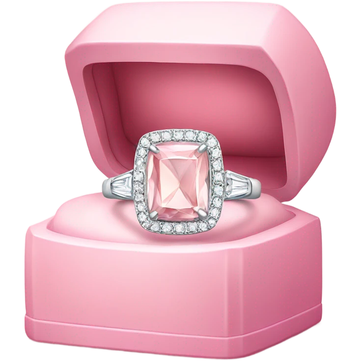 luxurious diamond ring place inside open light pink box emoji