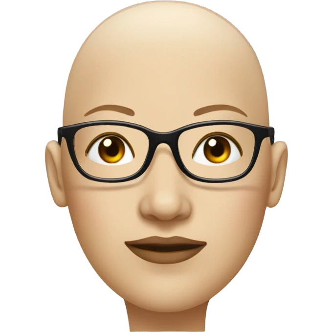 Bald head female head with black frames glasses and right nose peirce emoji