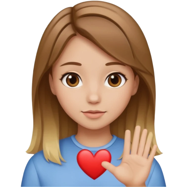 A girl with brown hair and blonde front pieces sending a heart emoji