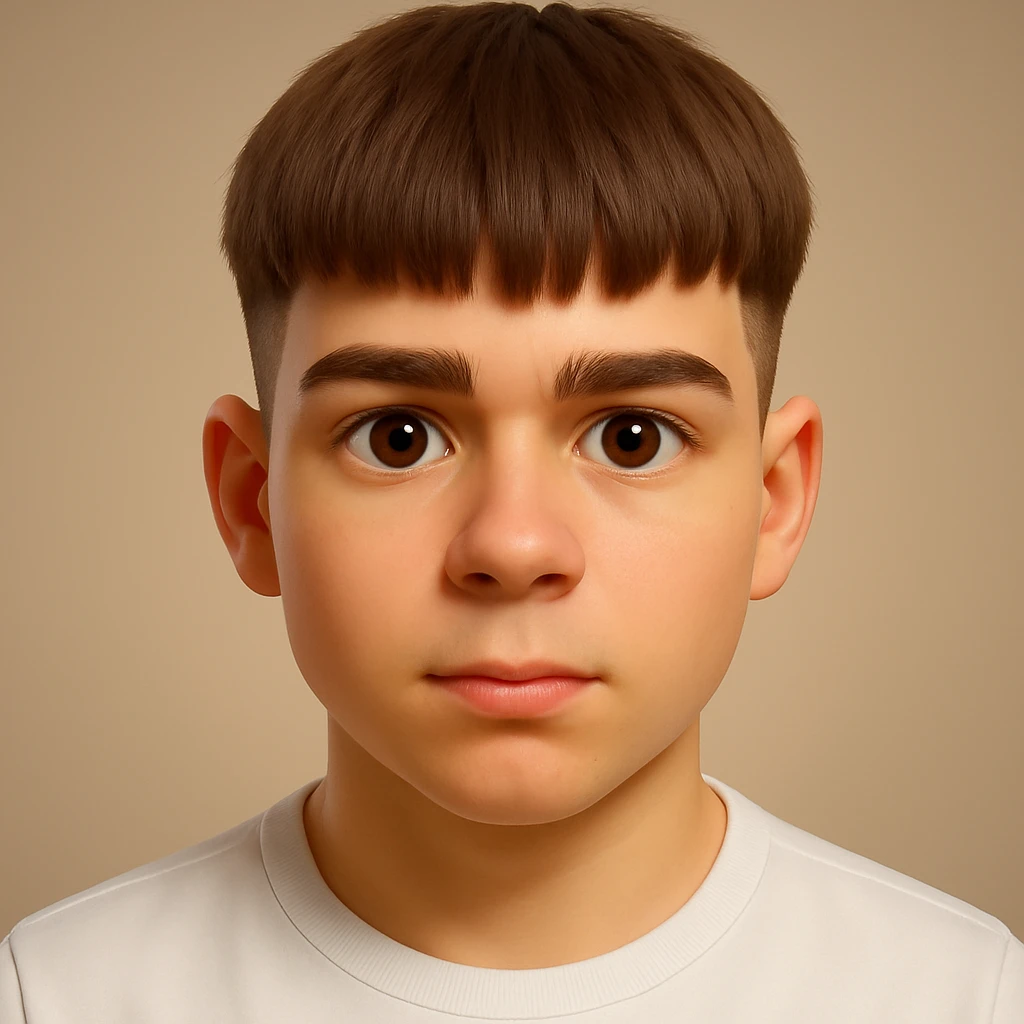 Create a 3D emoji style portrait that is a little realistic, with smooth shading, vibrant colors, and some realistic facial details, blending emoji and realism. The style should evoke the look of a 3D emoji with enhanced realism and vibrancy. emoji