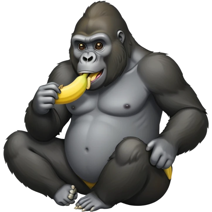 A gorilla eating a banana emoji