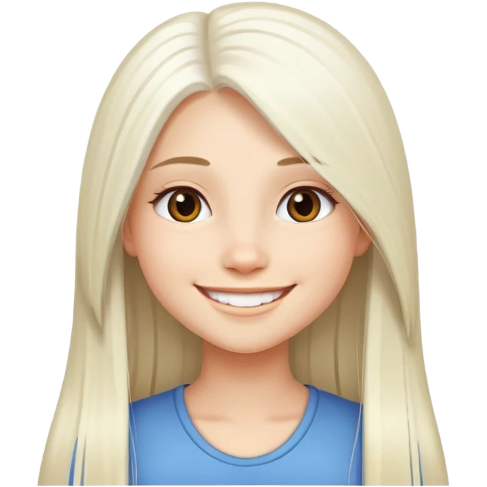 girl with long white  straight hair with smile emoji