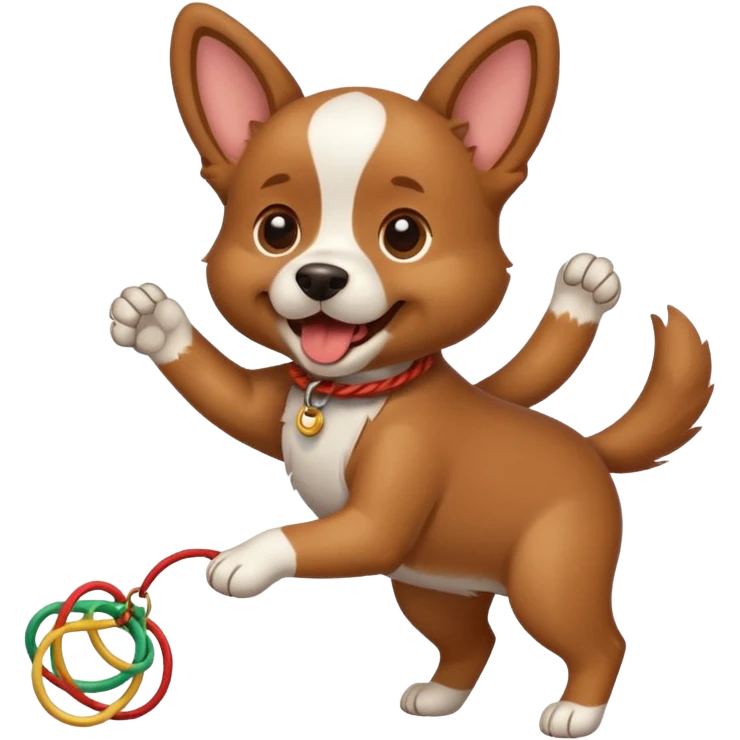 dog playing with a string toy emoji