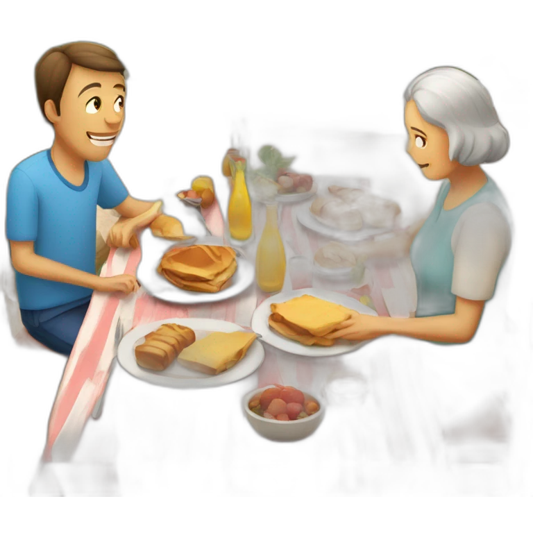 Déjeuner en famille en espagne emoji