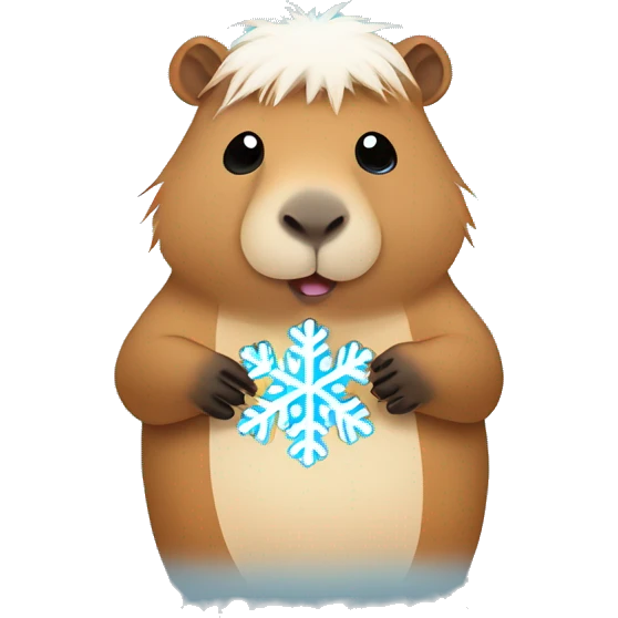 Capybara holding a snowflake emoji