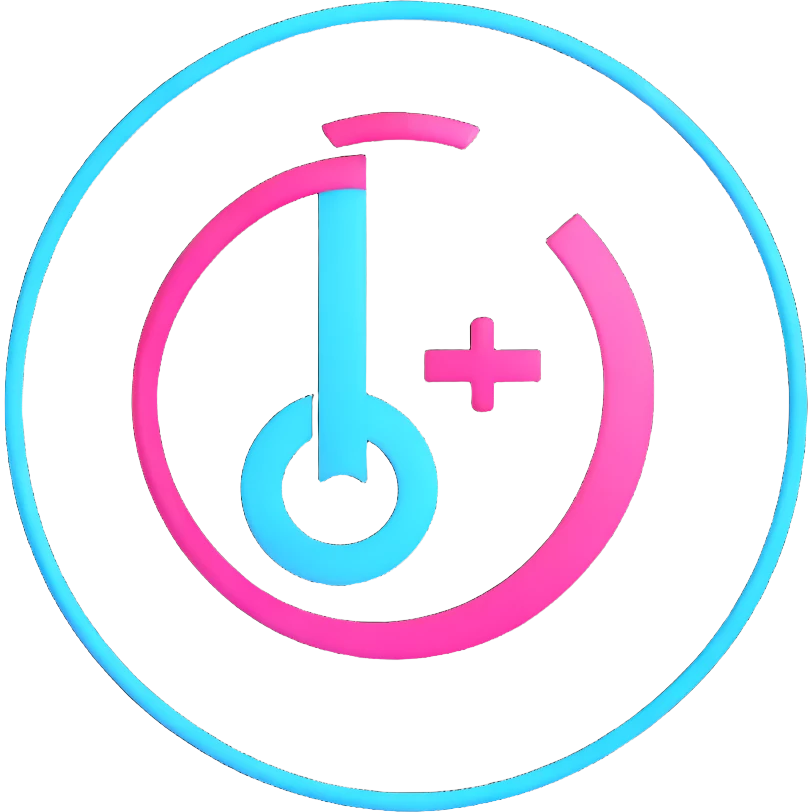 3D Discord role icon with a circular design, incorporating TikTok logo elements and colors black white cyan and pink, stylish and eye-catching emoji