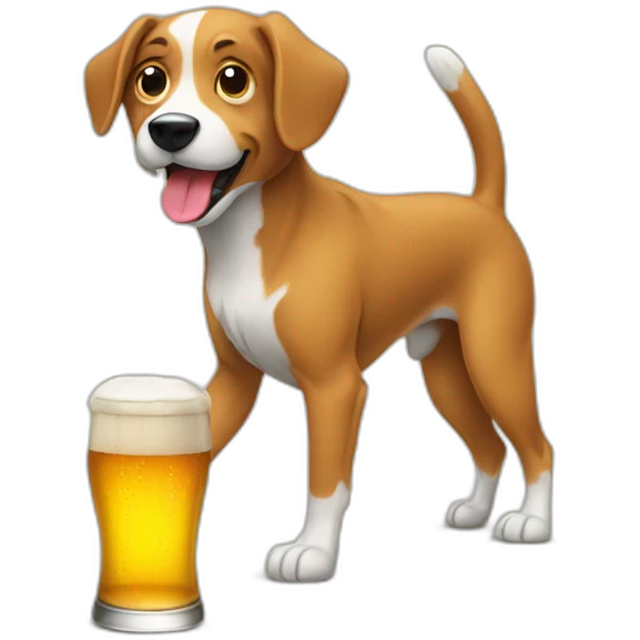Dog dribbling beer emoji