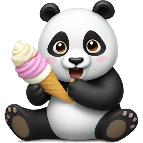 Panda eating ice cream emoji