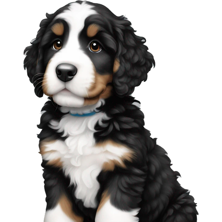 Black and white bernedoodle puppy emoji