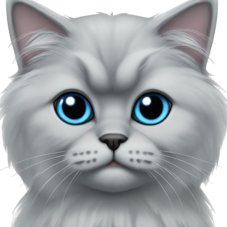 Blue eyed grey Persian cat with black ears emoji