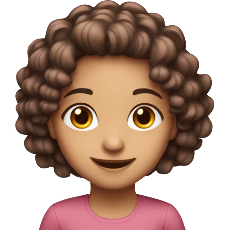 pink and lon haired girl with brown eyes and smiling emoji