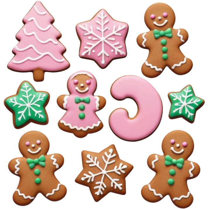 christmas gingerbreads pastel pink emoji