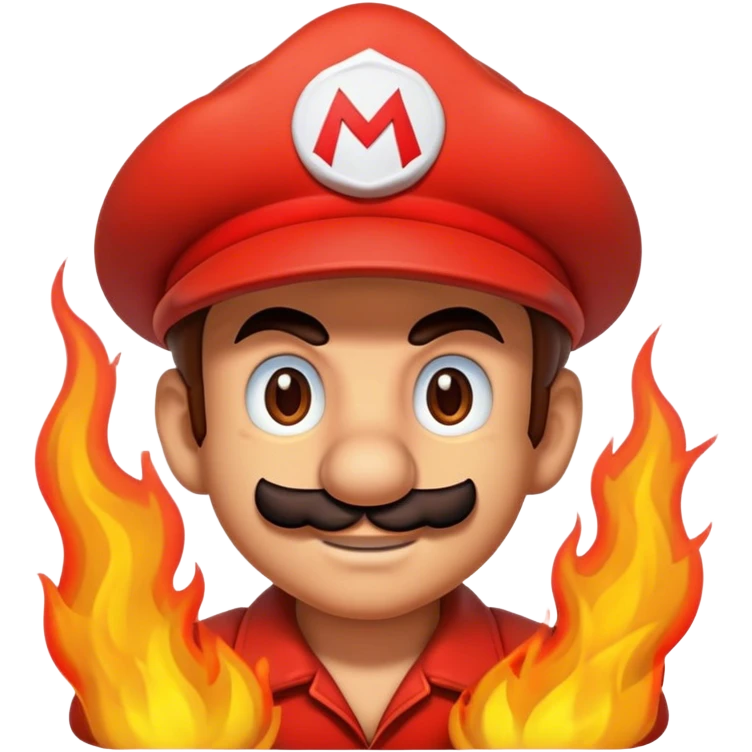 Mario in the fire emoji