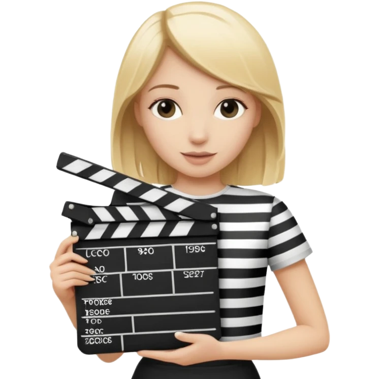 Blonde girl with film clapboard emoji